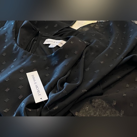 EMMA & MICHELE Jumpsuit Dress Tulip Bodice Sheer Overlay One Piece - Picture 2 of 11